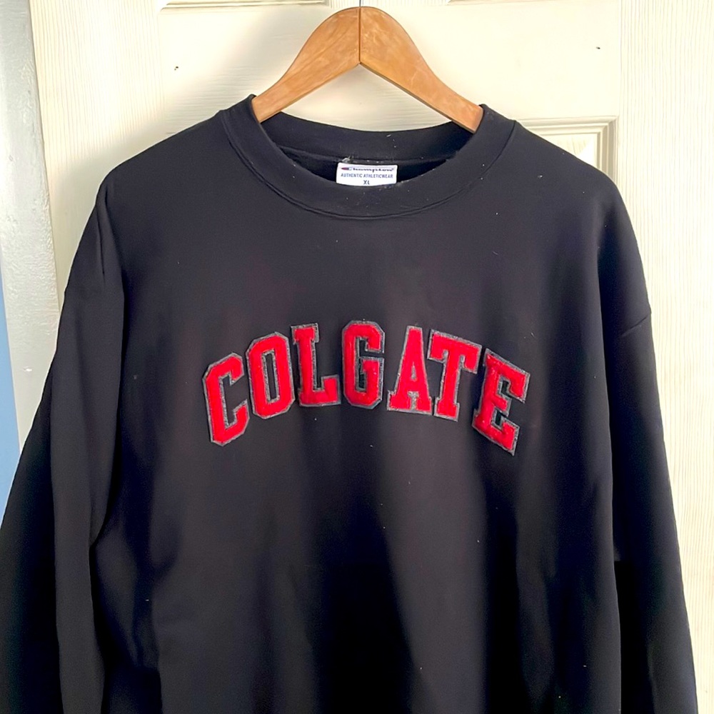Champion Crew Colgate Arched Wool 2 Color Letters Across Chest